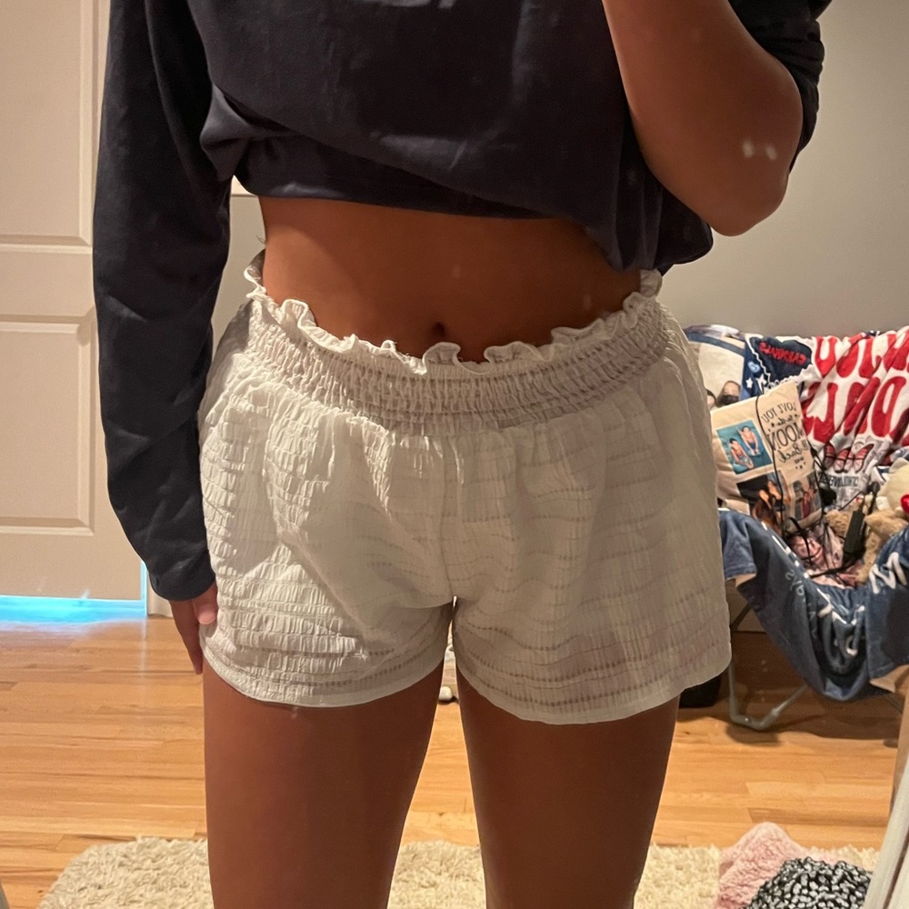 Women's White Ruffle Athletic Shorts